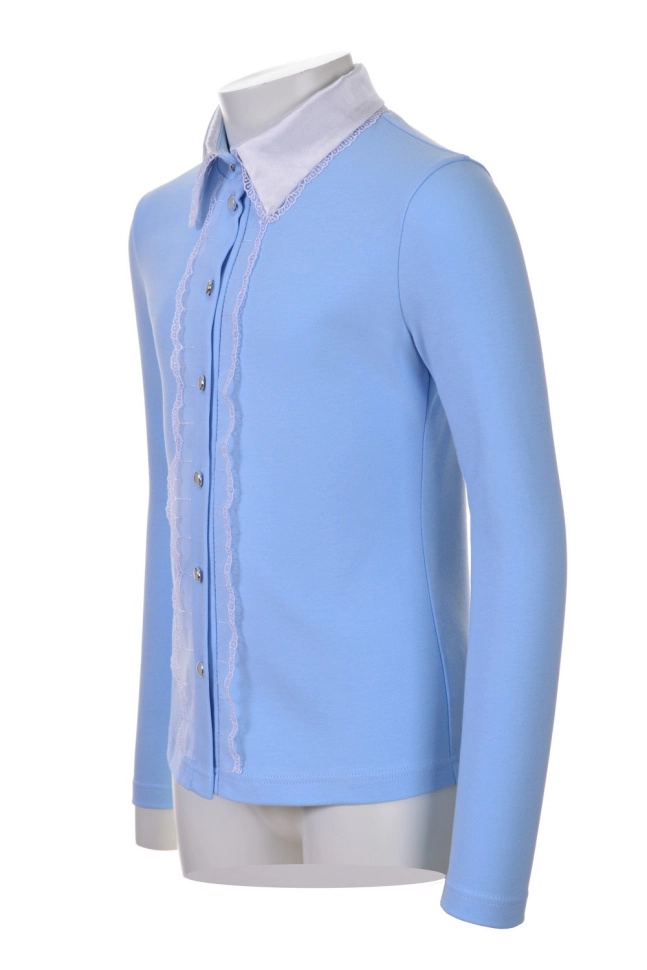 Джемпер дев,1918,-(голубой,гол,,бел атлас ворот круж), (38-152)