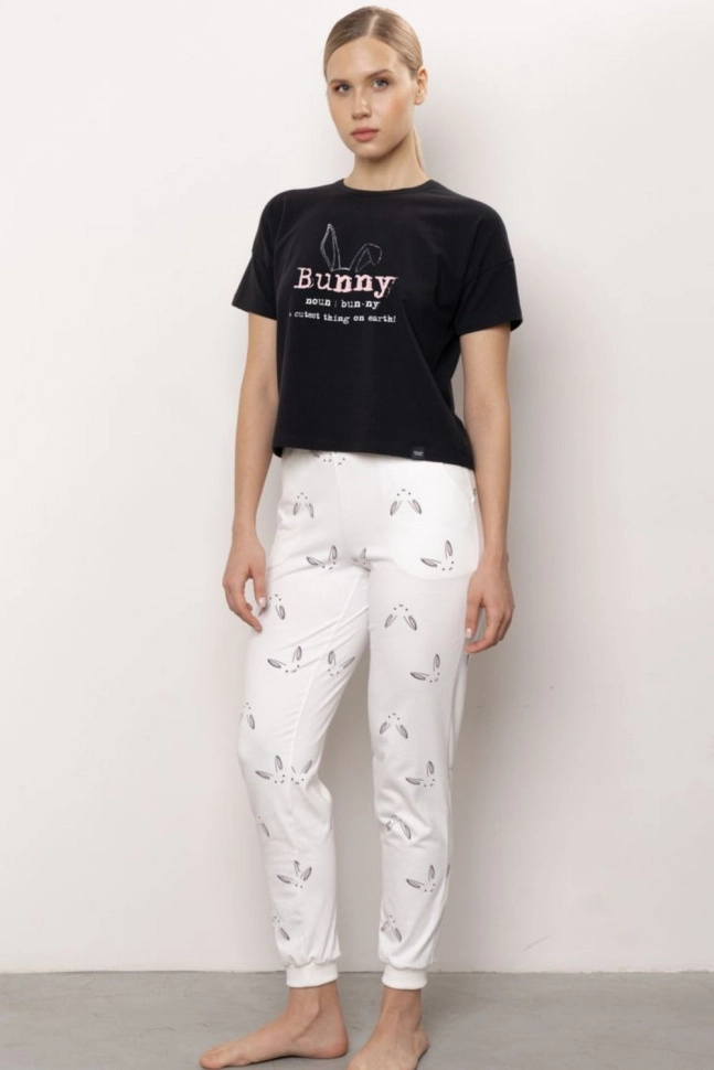 Брюки жен,50144,1h-027m(бело-серый,молоч,,зайчики), (42-170)